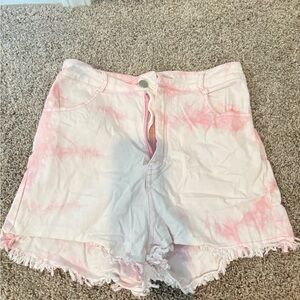 tie dye jean shorts